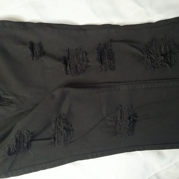 PACSUN HIGH RISE JEGGING WOMENS 32 RIPPED FRONT BLACK -NWT - Picture 6 of 9